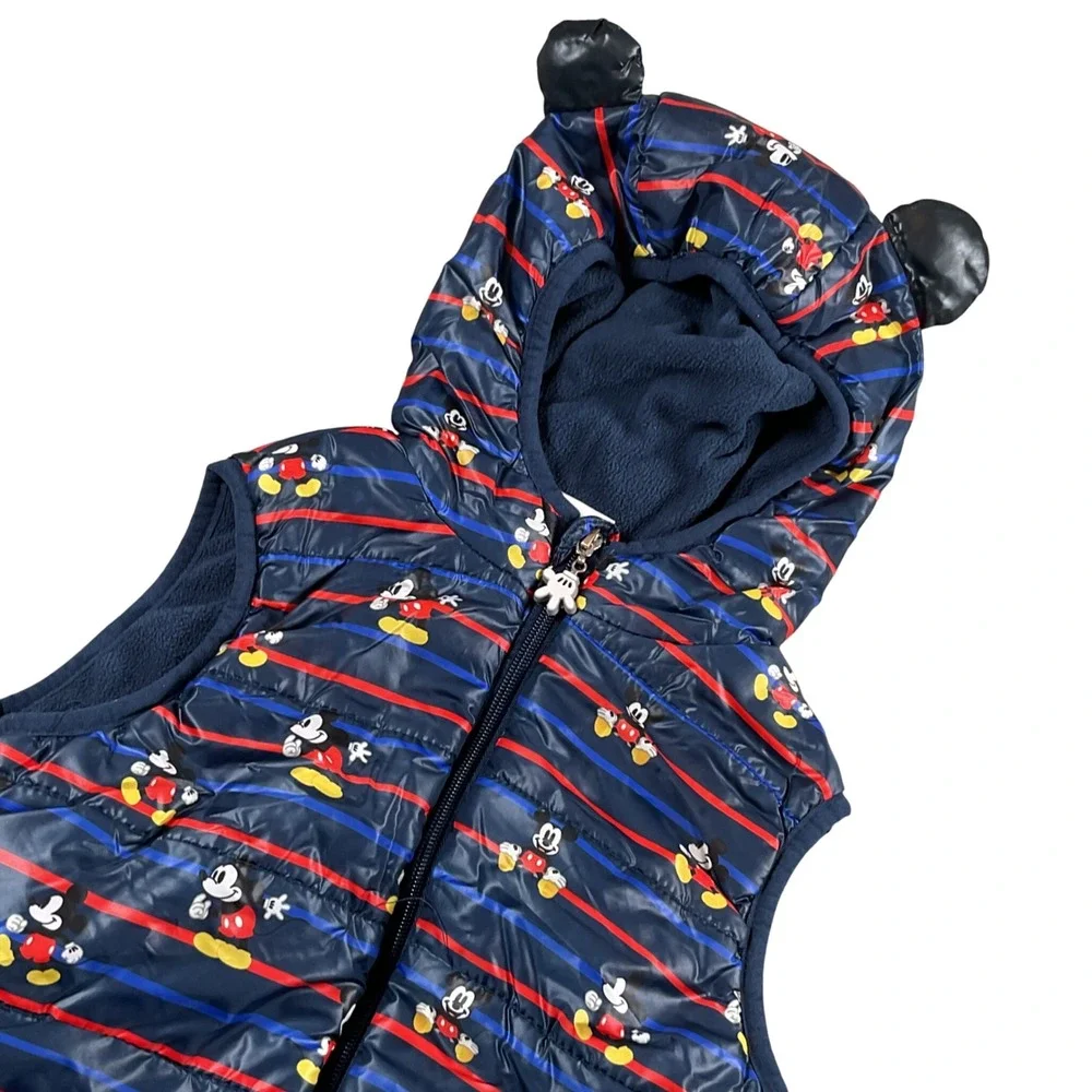 Disney Mickey Mouse Puffer Vest with Hood and‎ Ears Size 8